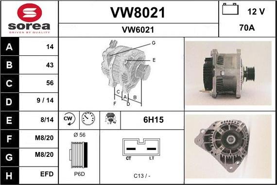 SNRA VW8021 - Alternatore autozon.pro