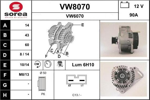 SNRA VW8070 - Alternatore autozon.pro