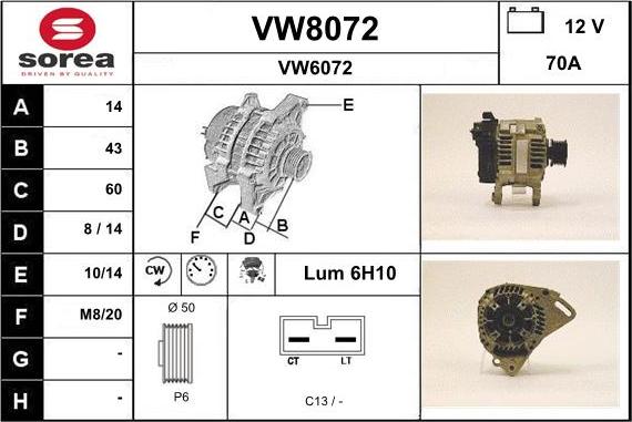 SNRA VW8072 - Alternatore autozon.pro