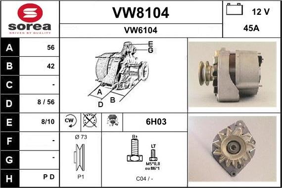 SNRA VW8104 - Alternatore autozon.pro