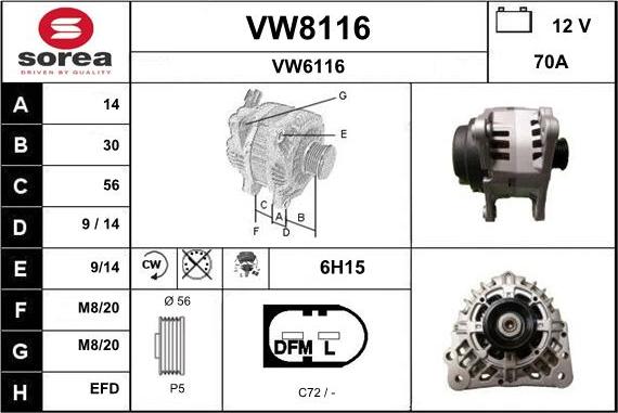 SNRA VW8116 - Alternatore autozon.pro