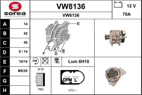 SNRA VW8136 - Alternatore autozon.pro