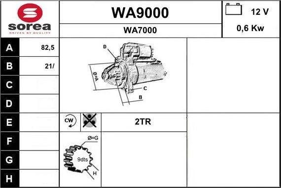 SNRA WA9000 - Motorino d'avviamento autozon.pro