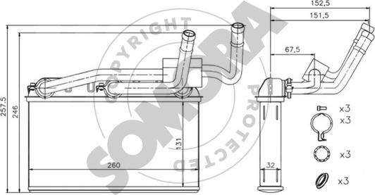 Somora 043250 - Scambiatore calore, Riscaldamento abitacolo autozon.pro