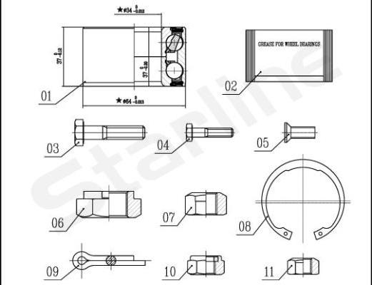 Starline LO 00593 - Kit cuscinetto ruota autozon.pro