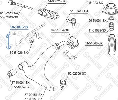 Stellox 56-51025-SX - Asta / Puntone, Stabilizzatore autozon.pro