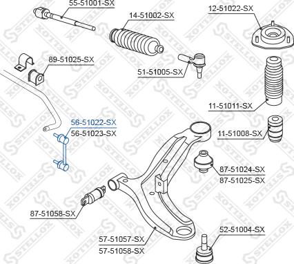 Stellox 56-51022-SX - Asta / Puntone, Stabilizzatore autozon.pro