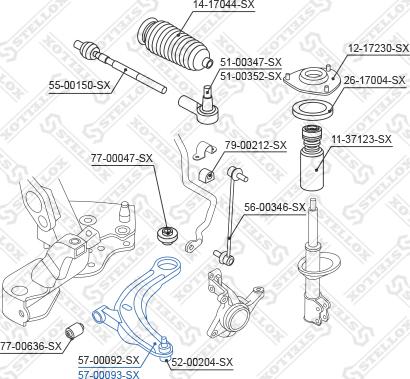 Stellox 57-00093-SX - Braccio oscillante, Sospensione ruota autozon.pro