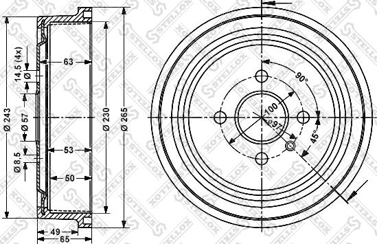 Stellox 6025-3614-SX - Tamburo freno autozon.pro