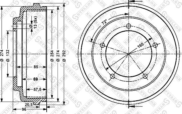 Stellox 6026-2508-SX - Tamburo freno autozon.pro