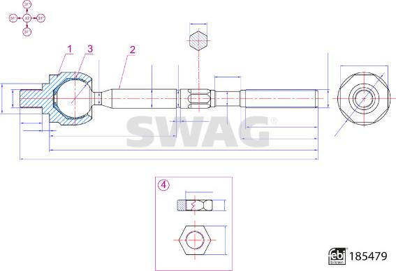 Swag 33 10 9941 - Giunto assiale, Asta trasversale autozon.pro