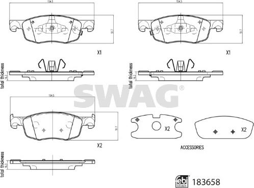 Swag 33 10 9110 - Kit pastiglie freno, Freno a disco autozon.pro