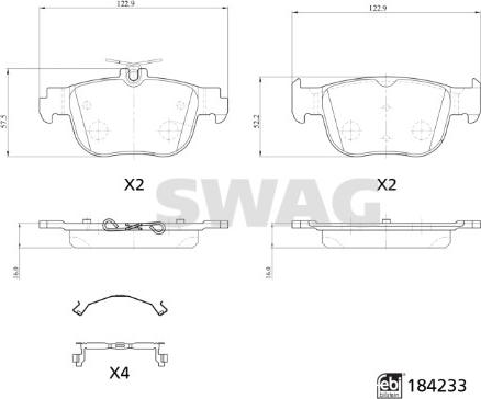 Swag 33 10 9323 - Kit pastiglie freno, Freno a disco autozon.pro