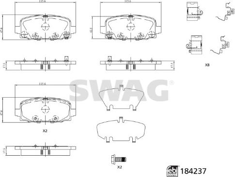 Swag 33 10 9327 - Kit pastiglie freno, Freno a disco autozon.pro