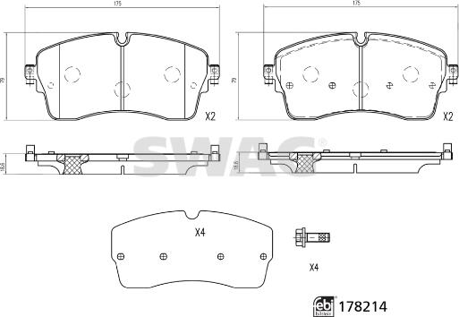 Swag 33 10 4431 - Kit pastiglie freno, Freno a disco autozon.pro