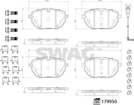 Swag 33 10 5568 - Kit pastiglie freno, Freno a disco autozon.pro