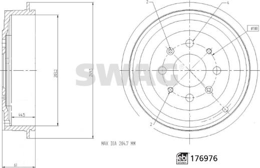 Swag 33 10 3828 - Tamburo freno autozon.pro