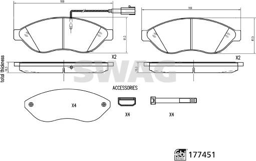 Swag 33 10 7381 - Kit pastiglie freno, Freno a disco autozon.pro