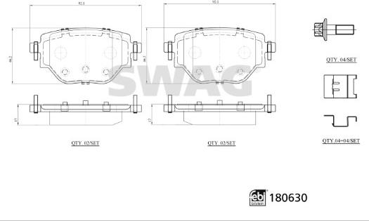 Swag 33 10 7799 - Kit pastiglie freno, Freno a disco autozon.pro