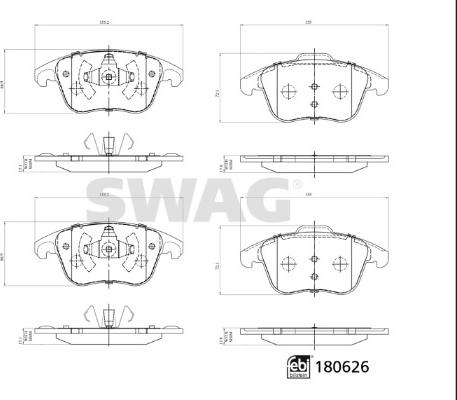 Swag 33 10 7796 - Kit pastiglie freno, Freno a disco autozon.pro