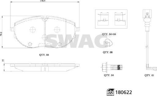 Swag 33 10 7793 - Kit pastiglie freno, Freno a disco autozon.pro