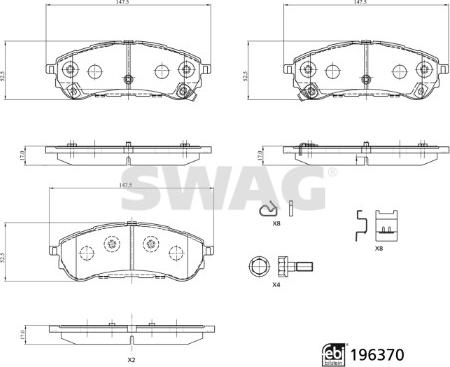 Swag 33 11 2141 - Kit pastiglie freno, Freno a disco autozon.pro