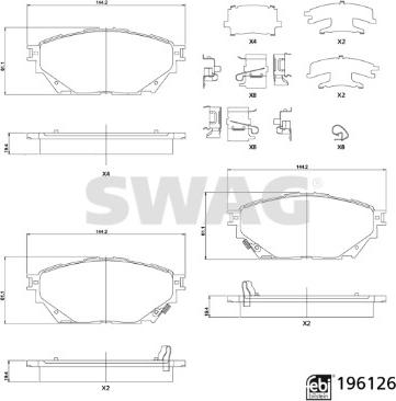 Swag 33 11 2123 - Kit pastiglie freno, Freno a disco autozon.pro