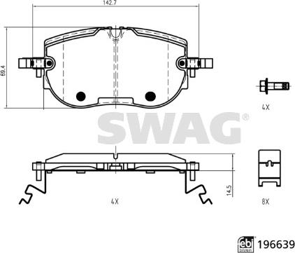 Swag 33 11 2281 - Kit pastiglie freno, Freno a disco autozon.pro