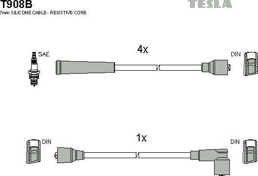 TESLA T908B - Kit cavi accensione autozon.pro