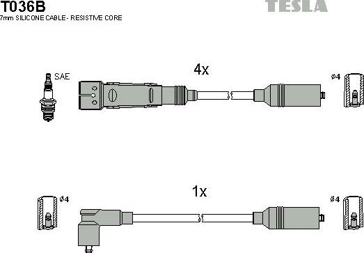 TESLA T036B - Kit cavi accensione autozon.pro