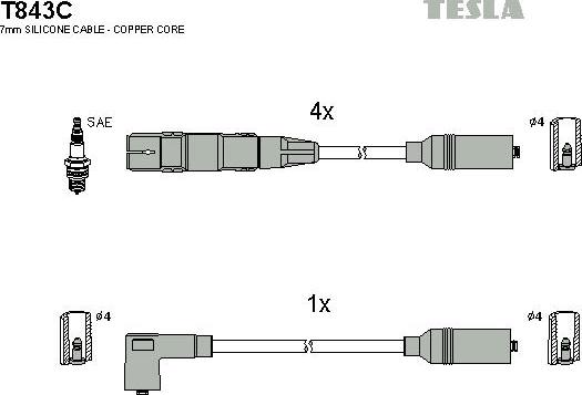 TESLA T843C - Kit cavi accensione autozon.pro