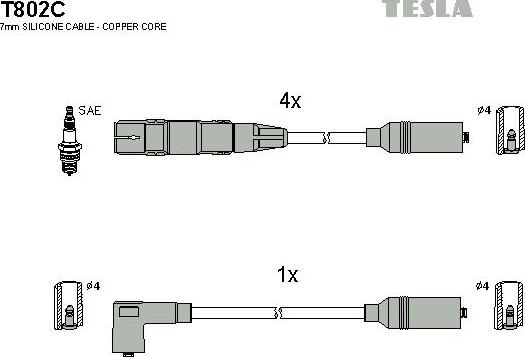 TESLA T802C - Kit cavi accensione autozon.pro