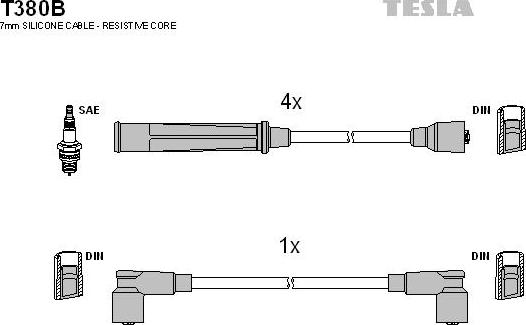 TESLA T380B - Kit cavi accensione autozon.pro