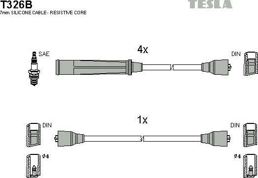 TESLA T326B - Kit cavi accensione autozon.pro