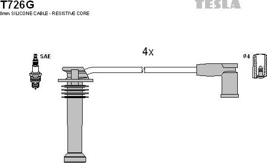 TESLA T726G - Kit cavi accensione autozon.pro