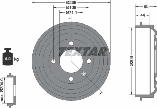 Textar 94049500 - Tamburo freno autozon.pro