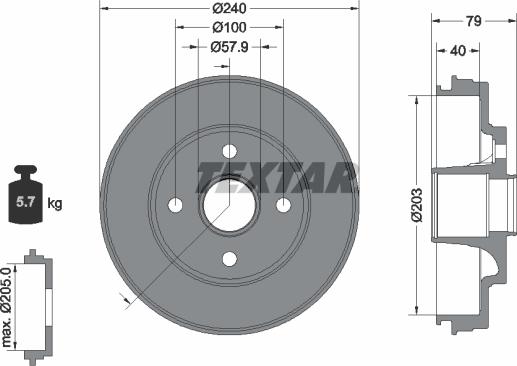 Textar 94049800 - Tamburo freno autozon.pro