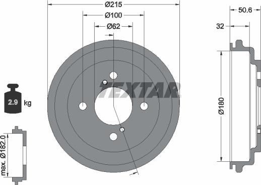 Textar 94049200 - Tamburo freno autozon.pro