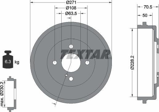 Textar 94045600 - Tamburo freno autozon.pro