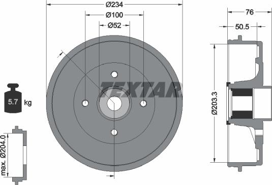 Textar 94045000 - Tamburo freno autozon.pro