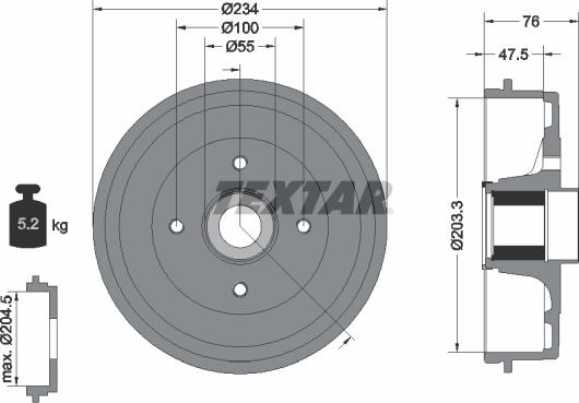 Textar 94045800 - Tamburo freno autozon.pro