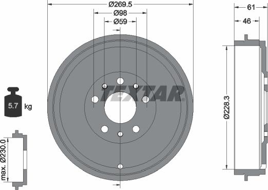 Textar 94045300 - Tamburo freno autozon.pro