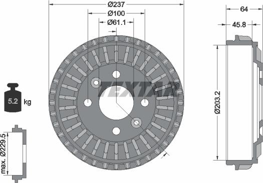 Textar 94046200 - Tamburo freno autozon.pro