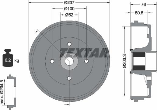 Textar 94041400 - Tamburo freno autozon.pro