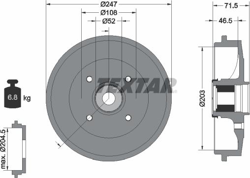 Textar 94041500 - Tamburo freno autozon.pro