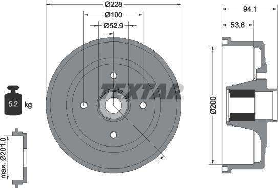 Textar 94041100 - Tamburo freno autozon.pro