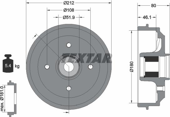 Textar 94041800 - Tamburo freno autozon.pro