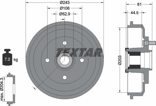 Textar 94041300 - Tamburo freno autozon.pro