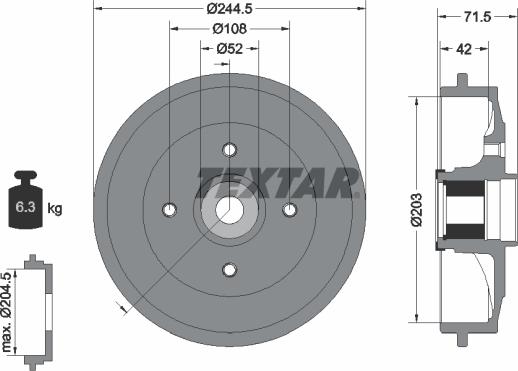 Textar 94041200 - Tamburo freno autozon.pro