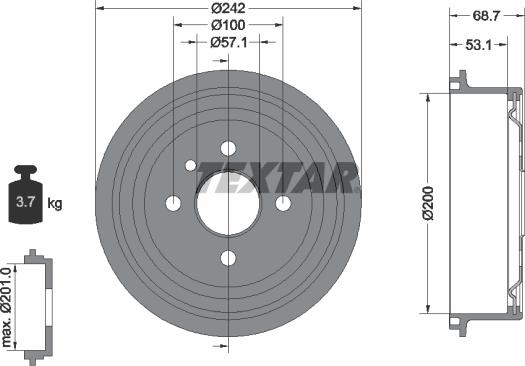 Textar 94048600 - Tamburo freno autozon.pro